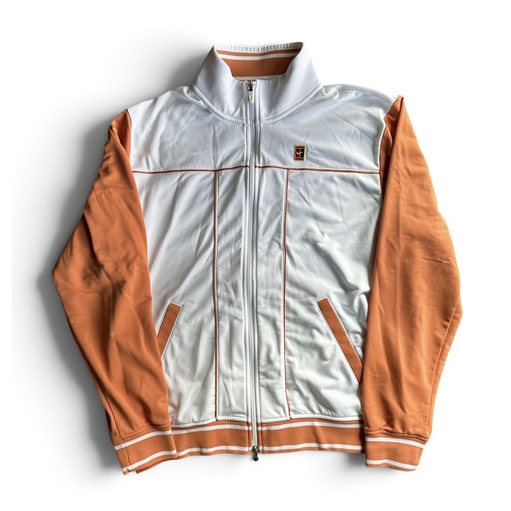 Nike Court Heritage Tennis Track Jacket Men's Size L White Orange DC0620-808